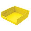 Zoro Select 20 lb Shelf Storage Bin, Plastic, 11 1/8 in W, 4 in H, 11 5/8 in L, Yellow 30170YELLOBLANK