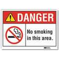 Lyle No Smoking Danger Reflective Label, 7" H, 10" W, Reflective Sheeting, English, LCU4-0171-RD_10x7 LCU4-0171-RD_10x7