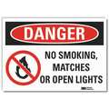 Lyle No Smoking Danger Reflective Label, 5 in H, 7 in W, Reflective Sheeting, English, LCU4-0537-RD_7x5 LCU4-0537-RD_7x5