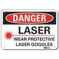 Lyle Reflective  Laser Area Danger Sign, 10 in Height, 14 in Width, Aluminum, Horizontal Rectangle LCU4-0252-RA_14x10