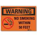 Lyle No Smoking Warning Reflective Label, 10 in Height, 14 in Width, Reflective Sheeting, English LCU6-0106-RD_14x10