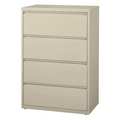 Hirsh 36" W 4 Drawer Lateral File Cabinet, Putty, A4/Legal/Letter 17453