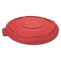 Rubbermaid Commercial 20 gal Flat Trash Can Lid, 20 in W/Dia, Red, Resin, 0 Openings FG261960RED