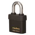 Medeco Padlock, Keyed Different, Partially Hidden Shackle, Square Brass Body, Boron Shackle, 7/16 in W 54715R0-T-26-DL-P