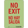 Condor No Exit Sign, English, Spanish, 7" W, 10" H, Plastic, White 480H46