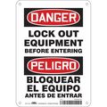 Condor Lockout Sign, 10 in Height, 7 in Width, Aluminum, Horizontal Rectangle, English, Spanish 485X16