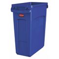 Rubbermaid Commercial 16 gal Rectangular Trash Can, Blue, 11 in Dia, Open Top, High Quality Resin Blend 1971257