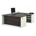 Bestar U Shaped Desk, 92.6" D X 71.1" W X 30.4" H, White/Chocolate, Melamine 99871-52