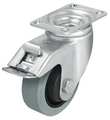 Zoro Select Swivel Plate Caster, Rubber, 3-1/2 in., 350 lb., C L-POEV 89KF-12-FI-SG