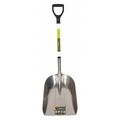 Structron #12 14 ga Scoop Shovel, Aluminum Blade, 29 in L Black/Hi-Visibility Green Fiberglass Handle 49755GRA