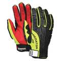 Mcr Safety Hi-Vis Mechanics Gloves, L, Lime/Green/Red, Spandex Lime Fabric/TPR PD2901L