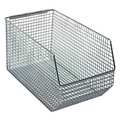 Quantum Storage Systems 300 lb Hang & Stack Storage Bin, Wire, 8 in W, 7 in H, Chrome, 14 1/2 in L QMB540C