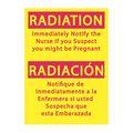 Zing Radiation Sign, 14 in H, 10 in W, Plastic, Rectangle, Spanish, 2931 2931
