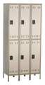 Safco Wardrobe Locker, 36 in W, 18 in D, 78 in H, (2) Tier, (3) Wide, Tan 5526TN