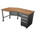 Mooreco Teachers Desk, 36-1/4" D, 60" W, 29" H, Cherry, Laminate 90590