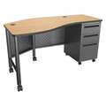 Mooreco Teachers Desk, 36-1/4" D, 60" W, 29" H, Oak, Laminate 90591