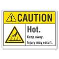 Lyle Hot Caution Reflective Label, 5 in Height, 7 in Width, Reflective Sheeting, Horizontal Rectangle LCU3-0010-RD_7x5