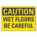 Lyle Wet Floor Caution Reflective Label, 3 1/2 in H, 5 in W, , English, LCU3-0278-RD_5x3.5 LCU3-0278-RD_5x3.5