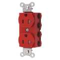 Hubbell Receptacle, 20 A Amps, 125V AC, Flush Mount, Standard Duplex Outlet, 5-20R, Red SNAP5362RTRA
