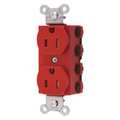Hubbell Receptacle, 15 A Amps, 125V AC, Flush Mount, Standard Duplex Outlet, 5-15R, Red SNAP5262RTRA