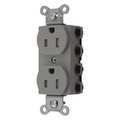 Hubbell Receptacle, 15 A Amps, 125V AC, Flush Mount, Standard Duplex Outlet, 5-15R, Gray SNAP5262GYTRA