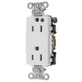 Hubbell Receptacle, 15 A Amps, 125V AC, Flush Mount, Standard Duplex Outlet, 5-15R, White 2172W
