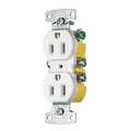 Bryant Receptacle, 15 Amps, 125V AC, Flush Mount, Standard Duplex Outlet, 5-15R, White BRYRR15SW