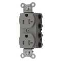 Hubbell Receptacle, 20 A Amps, 125V AC, Flush Mount, Standard Duplex Outlet, 5-20R, Gray SNAP5362GYTRA