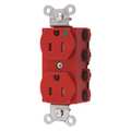 Hubbell Receptacle, 15 A Amps, 125V AC, Flush Mount, Standard Duplex Outlet, 5-15R, Red SNAP8200RTRA