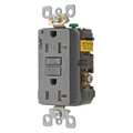 Hubbell Receptacle, 20 A Amps, 125V AC, Flush Mount, Standard Duplex Outlet, 5-20R, Gray AFR20TRGY