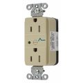 Hubbell Receptacle, 15 A Amps, 125V AC, Flush Mount, Standard Duplex Outlet, 5-15R, Ivory SNAP5262IS