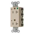 Hubbell Receptacle, 20 A Amps, 125V AC, Flush Mount, Standard Duplex Outlet, 5-20R, Ivory SNAP2182ILTRA