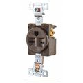 Zoro Select Receptacle, 15 A Amps, 250V AC, Flush Mount, Single Outlet, 6-15R, Brown 5661