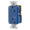 Zoro Select Receptacle, 20 A Amps, 125V AC, Flush Mount, Decorator Duplex Outlet, 5-20R, Blue SP53IGA