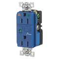 Zoro Select Receptacle, 15 A Amps, 125V AC, Flush Mount, Decorator Duplex Outlet, 5-15R, Blue SP82IGA