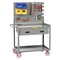 Little Giant Mobile Workstation, 59-1/2" H x 53-1/2" L, Number of Drawers: 2 MW2448-5TL-2DRPB