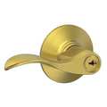 Schlage Satin Brass Entrance Lever Lockset, Accent F51A ACC 608
