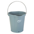 Vikan Round Hygienic Bucket, 9 19/32 in Dia, Gray, polypropylene 568888