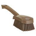 Vikan 3 in W Scrub Brush, Stiff, 5 57/64 in L Handle, 4 1/2 in L Brush, Brown, Plastic, 10 in L Overall 419266