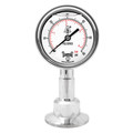 Winters Pressure Gauge, 0 to 100 psi, 1 1/2 in Triclamp, Silver PSQ15804