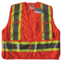 Condor Safety Vest, Orange/Red, S/M, Hook-and-Loop 491T14