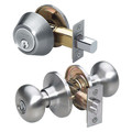 Master Lock Knob Lockset, Biscuit Style, Satin Nickel BCC0615KA4S