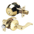 Master Lock Lever Lockset, Polished Brass, Wave Style WLC0603KA4S