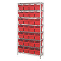 Quantum Storage Systems Steel Bin Shelving, 12 in W x 74 in H x 36 in D, 8 Shelves, Red WR8-807RD