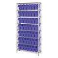 Quantum Storage Systems Steel Bin Shelving, 18 in W x 74 in H x 36 in D, 8 Shelves, Blue WR8-803BL