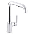 Kohler Manual, Single Hole Only Mount, 1 Hole Mid Arc Pull Out Kitchen Sink Faucet K-7505-CP