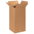 Zoro Select Tall Corrugated Boxes, 15" x 15" x 30", Kraft, 15/Bundle 493T68