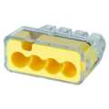 Ideal Push In Connector, 4 Port, Yellow, PK100 30-1034
