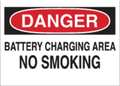 Brady Danger No Smoking Sign, 10 in Height, 14 in Width, Aluminum, Rectangle, English 42642