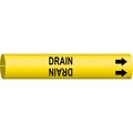 Brady Pipe Marker, Drain, Yellow, 4 to 6 In 4054-D